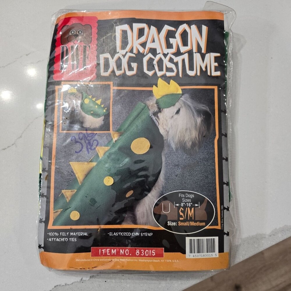 DWF Dragon Dog halloween Costume U.S. S/M Fits Dogs 8-16"